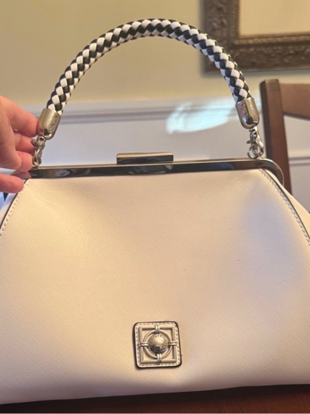 Catherine Malandrino -Reversible Plain or Floral Appliqué Handle Bag